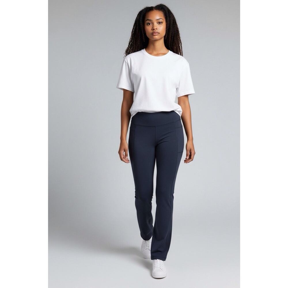 Jockey High-Rise Pockets Moisture Wicking Yoga Studio Flare Pants Navy XXL